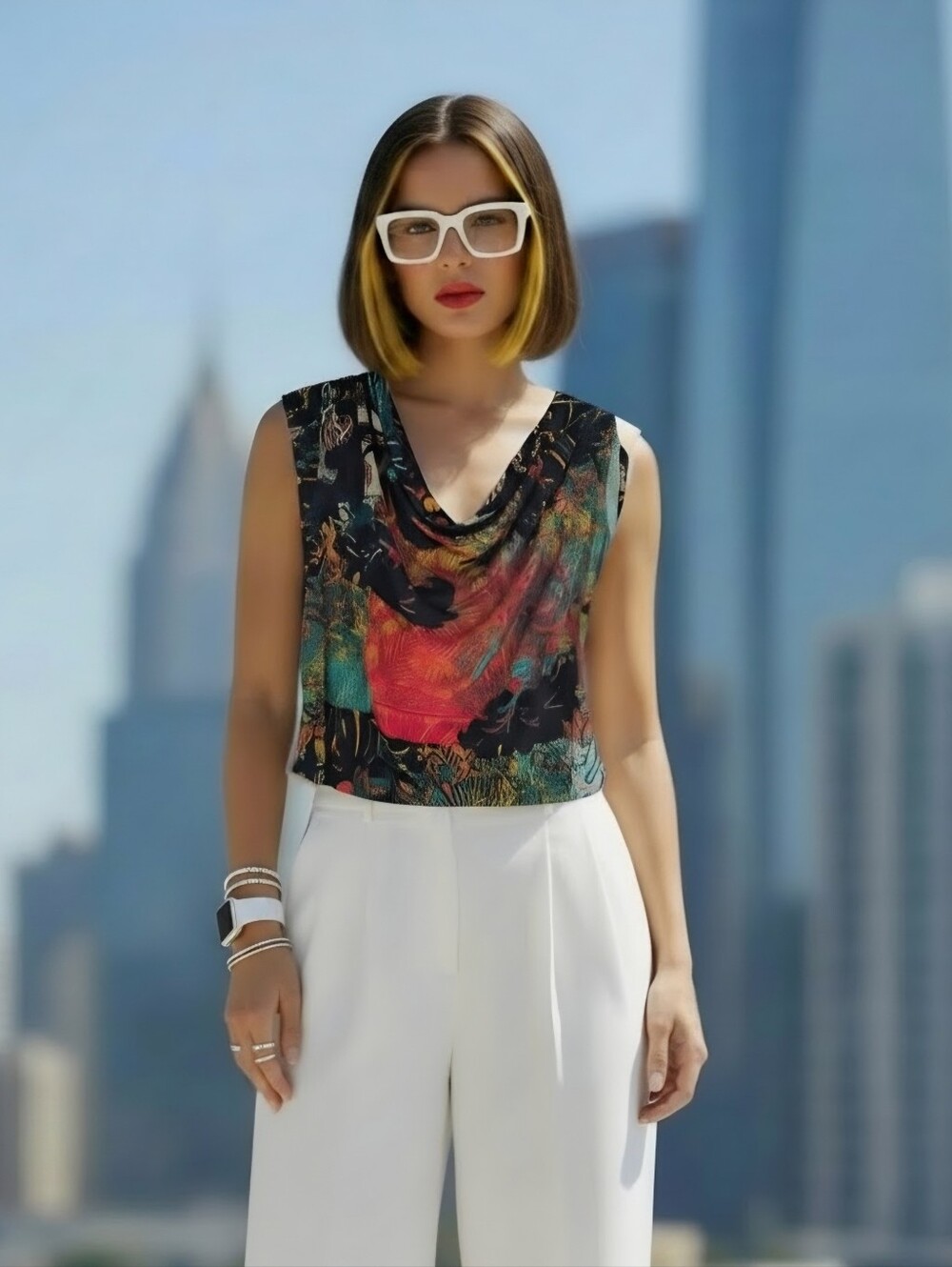 Calvin Klein Size XL Multicolor Draped Neck Sleeveless Camisole Women.